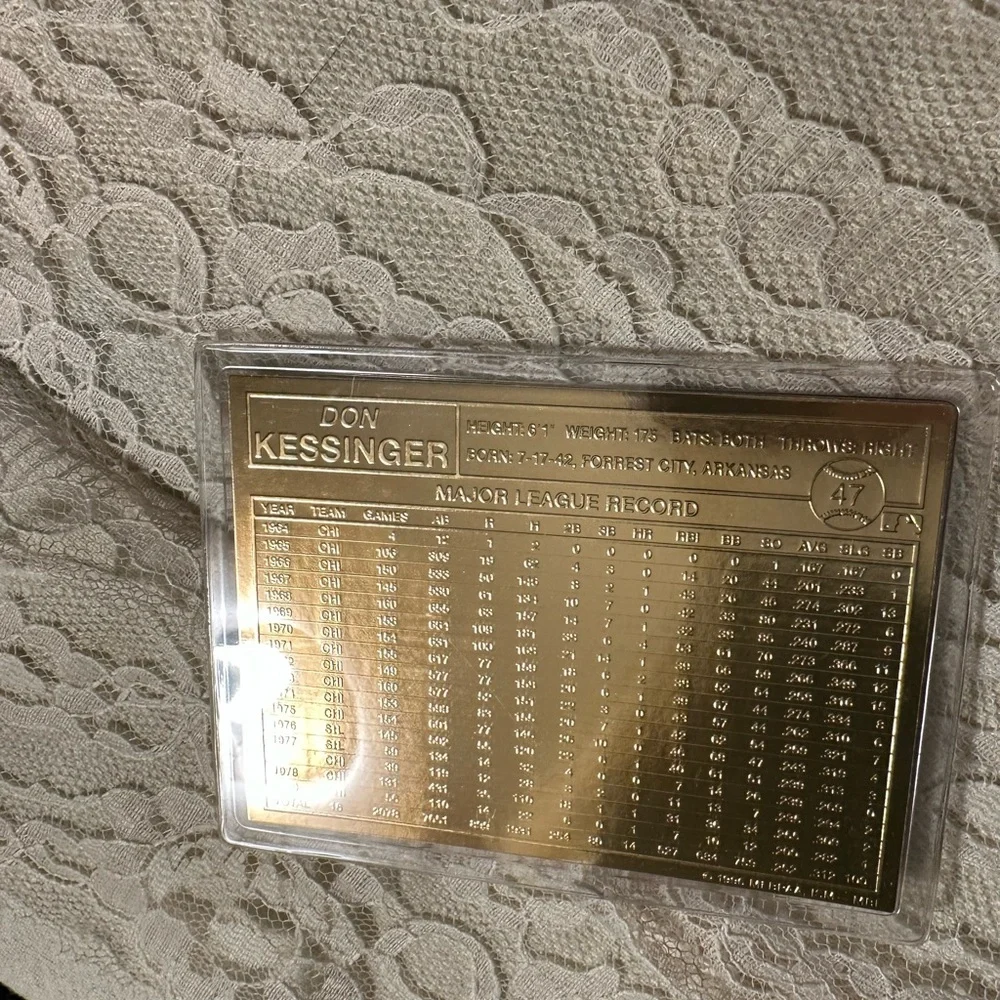 Don Kessinger 96 Danbury Mint Sealed 22 kt Gold card 47
